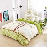 Bedding Sets 4pcs Queen Size Girls Love Trees Green Bed