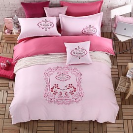 Solid Cotton 4 Piece Duvet Cover Sets