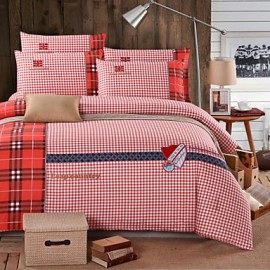 Solid Cotton 4 Piece Duvet Cover Sets