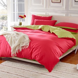 Solid Cotton 4 Piece Duvet Cover Sets