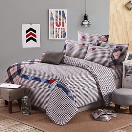 Solid Cotton 4 Piece Duvet Cover Sets