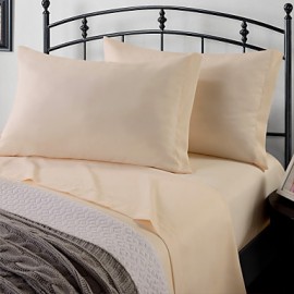 Beige Solid Microfiber Sheet Sets