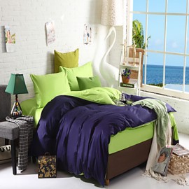 Two-Tone Bedsheet Pillowcases Duvet Cover(Blue+Green)