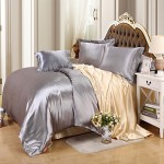 Solid Faux Silk 4 Piece Duvet Cover Sets