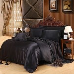 Solid Faux Silk 4 Piece Duvet Cover Sets