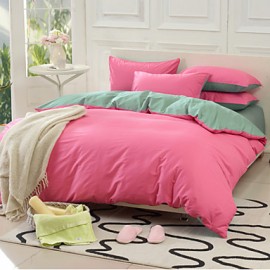 Solid Cotton 4 Piece Duvet Cover Sets