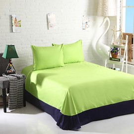 Two-Tone Bedsheet Pillowcases Duvet Cover(Blue+Green)