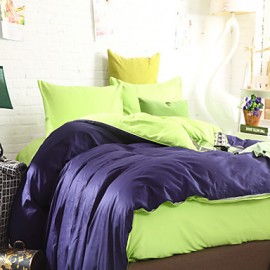 Two-Tone Bedsheet Pillowcases Duvet Cover(Blue+Green)