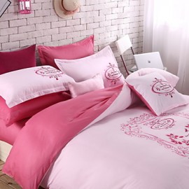 Solid Cotton 4 Piece Duvet Cover Sets