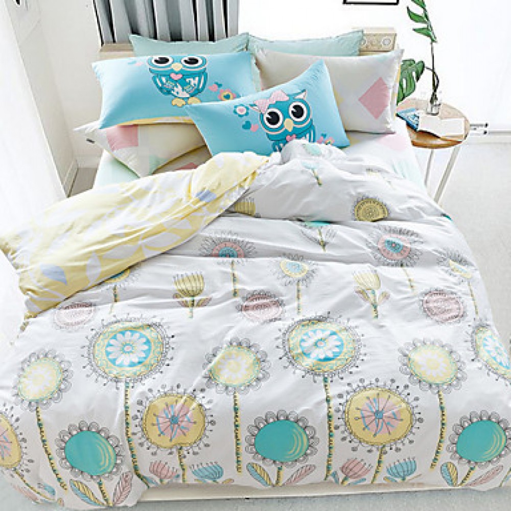  Printing 4pcs Bedding Fresh Set Bedsheet Duvet Cover Pillowcase Home Textile Bed Clothes