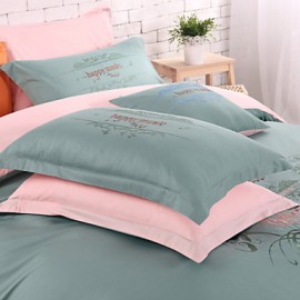 Solid Cotton 4 Piece Duvet Cover Sets