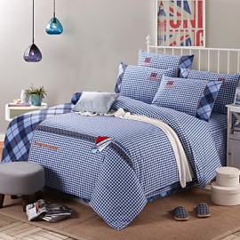 Solid Cotton 4 Piece Duvet Cover Sets