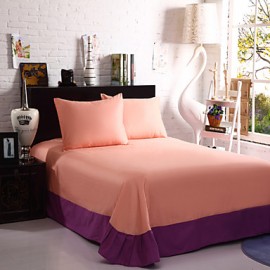 Two-Tone Bedsheet Pillowcases Duvet Cover(Purple+Pink)