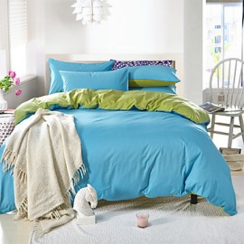 Solid Cotton 4 Piece Duvet Cover Sets