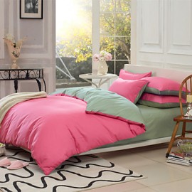 Solid Cotton 4 Piece Duvet Cover Sets