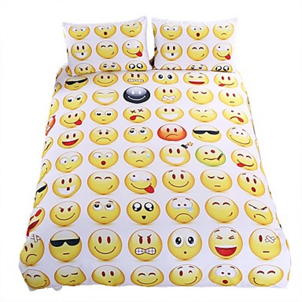 Hot Sale Emoji Bedding Set Interesting and Fashion Duvet Cover for Young People New Year Bed Sheets 3Pcs Twin Full Queen