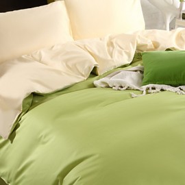 Two-Tone Bedsheet Pillowcases Duvet Cover(Canary+Green)