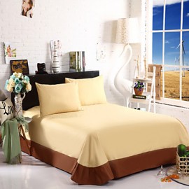 Two-Tone Bedsheet Pillowcases Duvet Cover(Canary+Coffee)