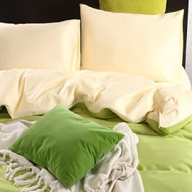 Two-Tone Bedsheet Pillowcases Duvet Cover(Canary+Green)