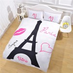 Eiffel Tower Bedding Set Romantic Cotton Fabric Duvet Cover New Year Gift for Home Bed Sheet Twin Full Queen