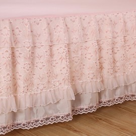 Princess Lace Bedspread Bed Skirt Mattress Dust Protection Cover Bedding Set