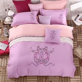 Solid Cotton 4 Piece Duvet Cover Sets