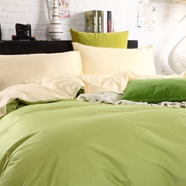 Two-Tone Bedsheet Pillowcases Duvet Cover(Canary+Green)