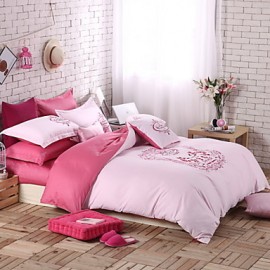 Solid Cotton 4 Piece Duvet Cover Sets