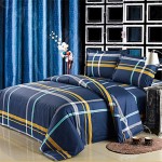 Dark Blue Color Duvet Cover Fashion Soft & Comfortable Stripe Printed Full/Queen/King Size