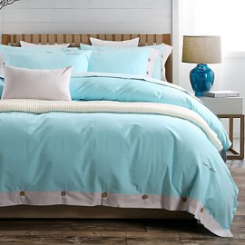 100% Cotton sanding 4 Piece Simple Home Theme Duvet Cover Set with 1 Flat sheet 2 Pillow cases