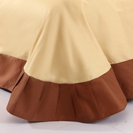 Two-Tone Bedsheet Pillowcases Duvet Cover(Canary+Coffee)