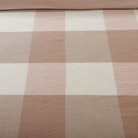 Simple 100%Cotton Washed Lattice Pattern Duvet Cover (Pink and Grey)