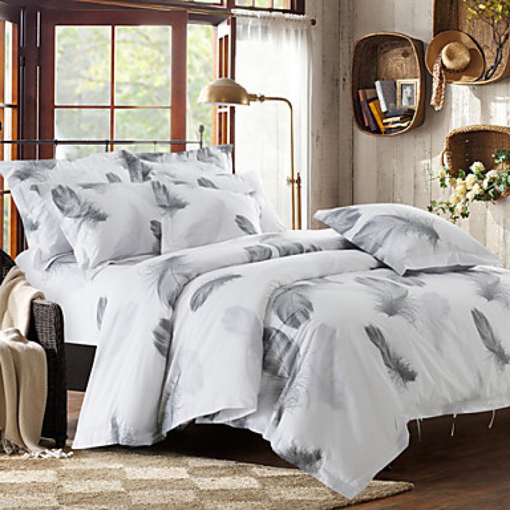 Solid Cotton 4 Piece Duvet Cover Sets