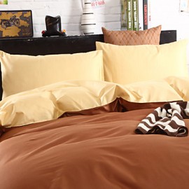 Two-Tone Bedsheet Pillowcases Duvet Cover(Canary+Coffee)