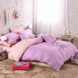 Solid Cotton 4 Piece Duvet Cover Sets